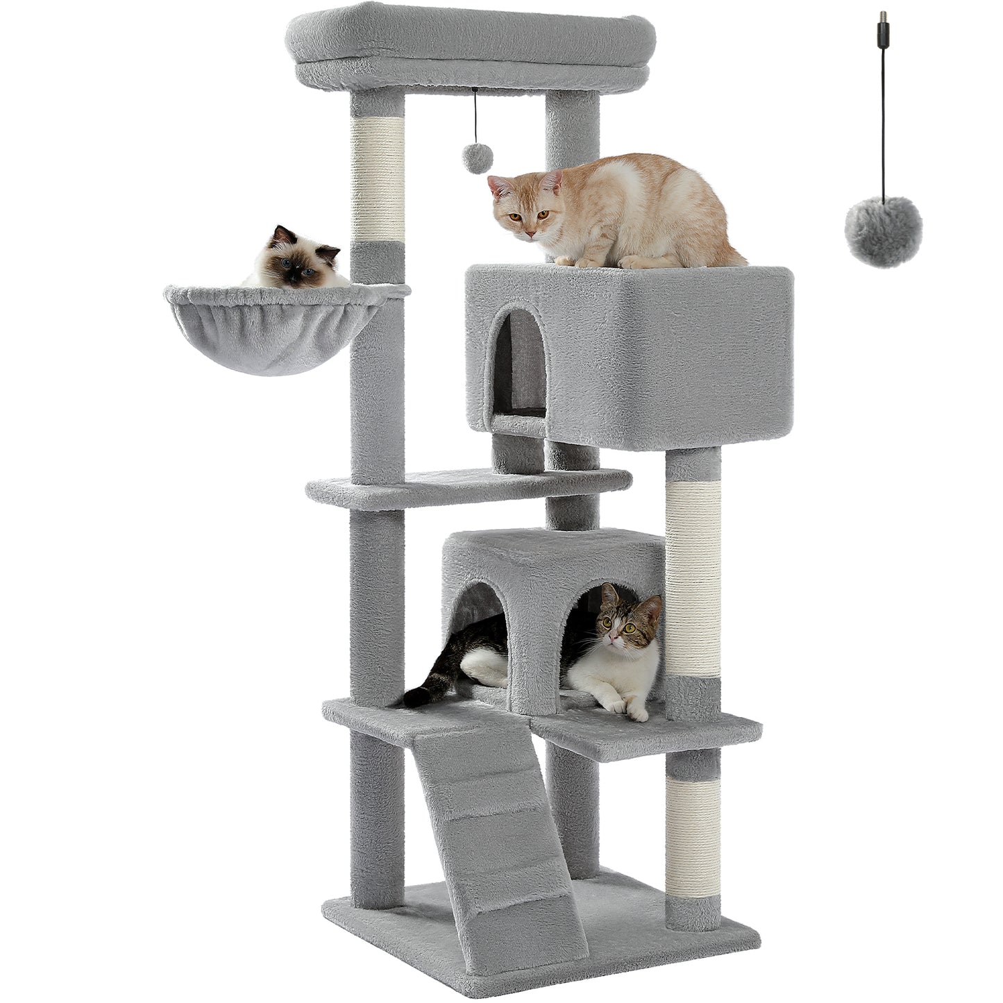 【Conception Économique d'Espace】Arbre à Chat UYMI|Hamac Tournante + 2 Nids de Sommeil|Poteaux Grattage en Sisal Préservant les Meubles