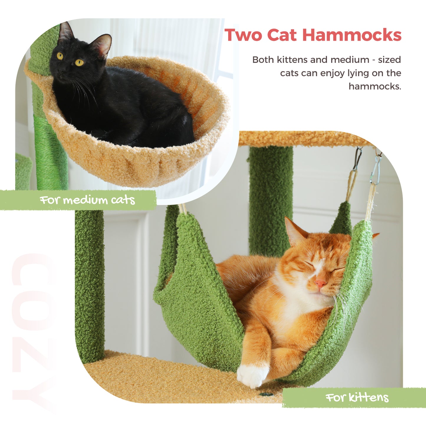 PAWZ Road - Hamac spatiale arbre à chats - Nid transparent acrylique + Plateforme tournante ronde|Poteaux en sisal + Sangles anti-renversement