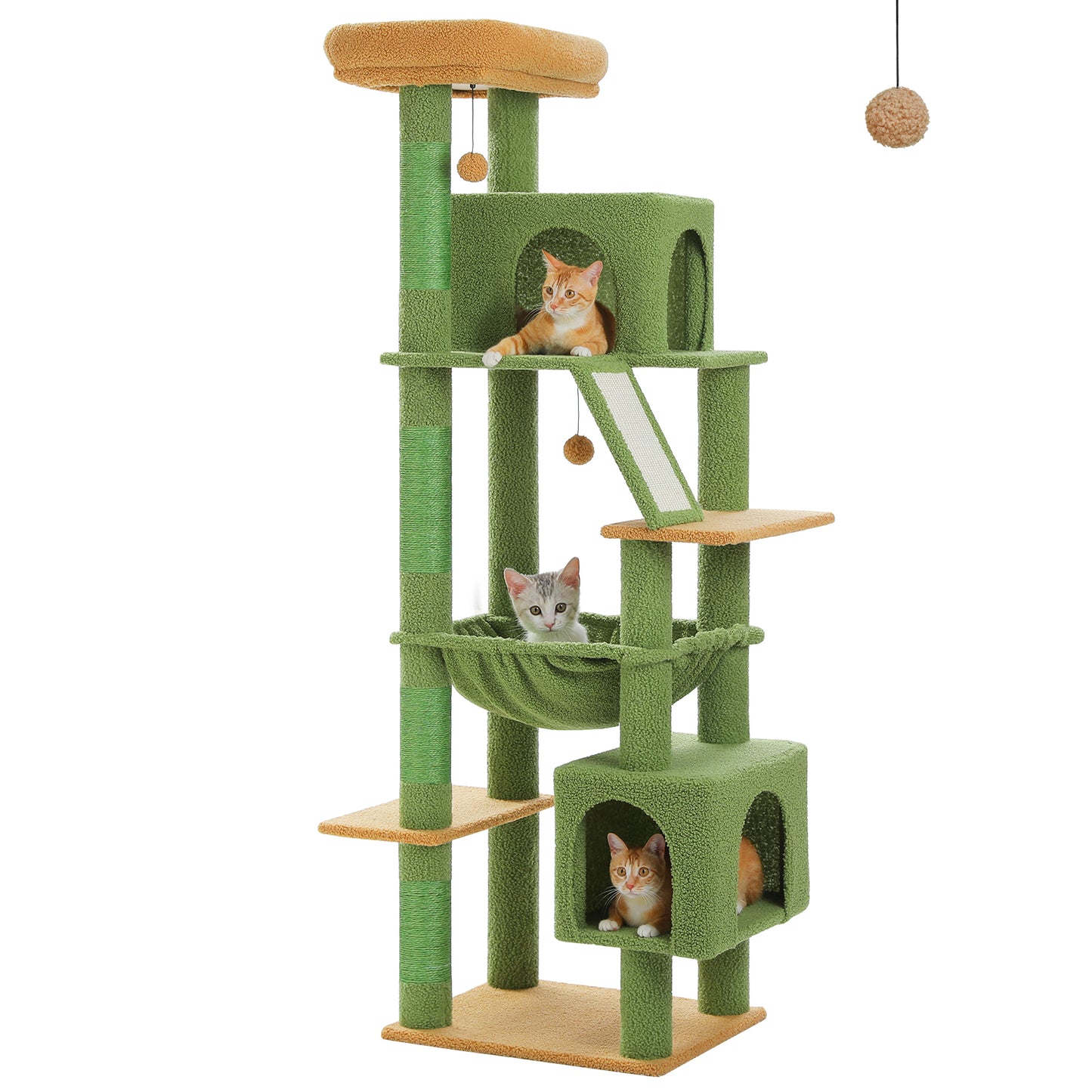PAWZ Road Gro?er Kratzbaum f¨¹r gro?e Katzen | Stabiler Katzenturm mit XXL-H?ngematte | 4 Sisal-Kratzs?ulen & 2 ger?umige Schlafh?user | Ideal f¨¹r Maine Coon Katzen | H?he 180 cm