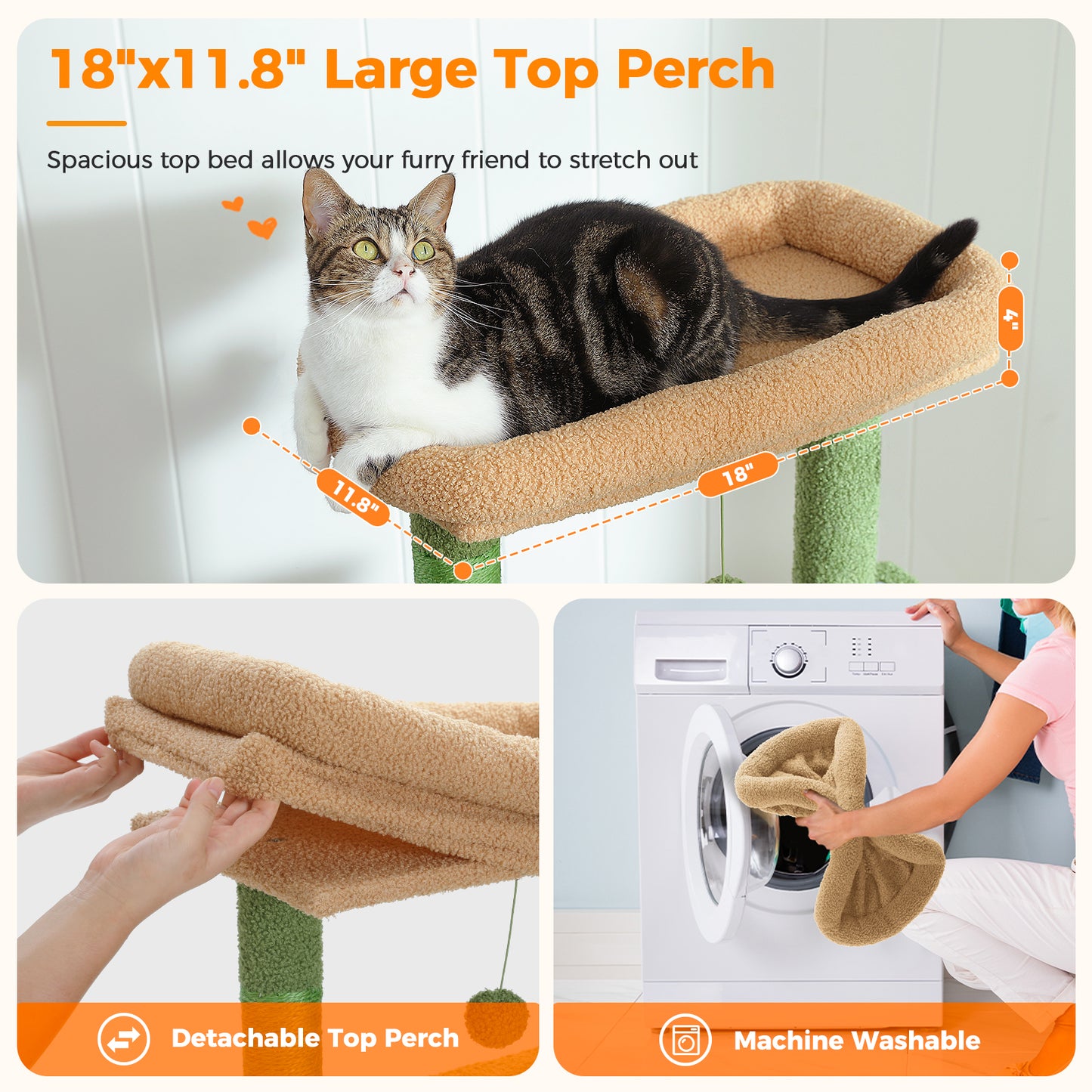 Tiragraffi PAWZ Road Grande per Gatti di Taglia Grande | Torre per Gatti Robusta con Amaca XXL | 4 Tiragraffi in Sisal e 2 Spaziose Casette | Ideale per Gatti Maine Coon | Altezza 180 cm