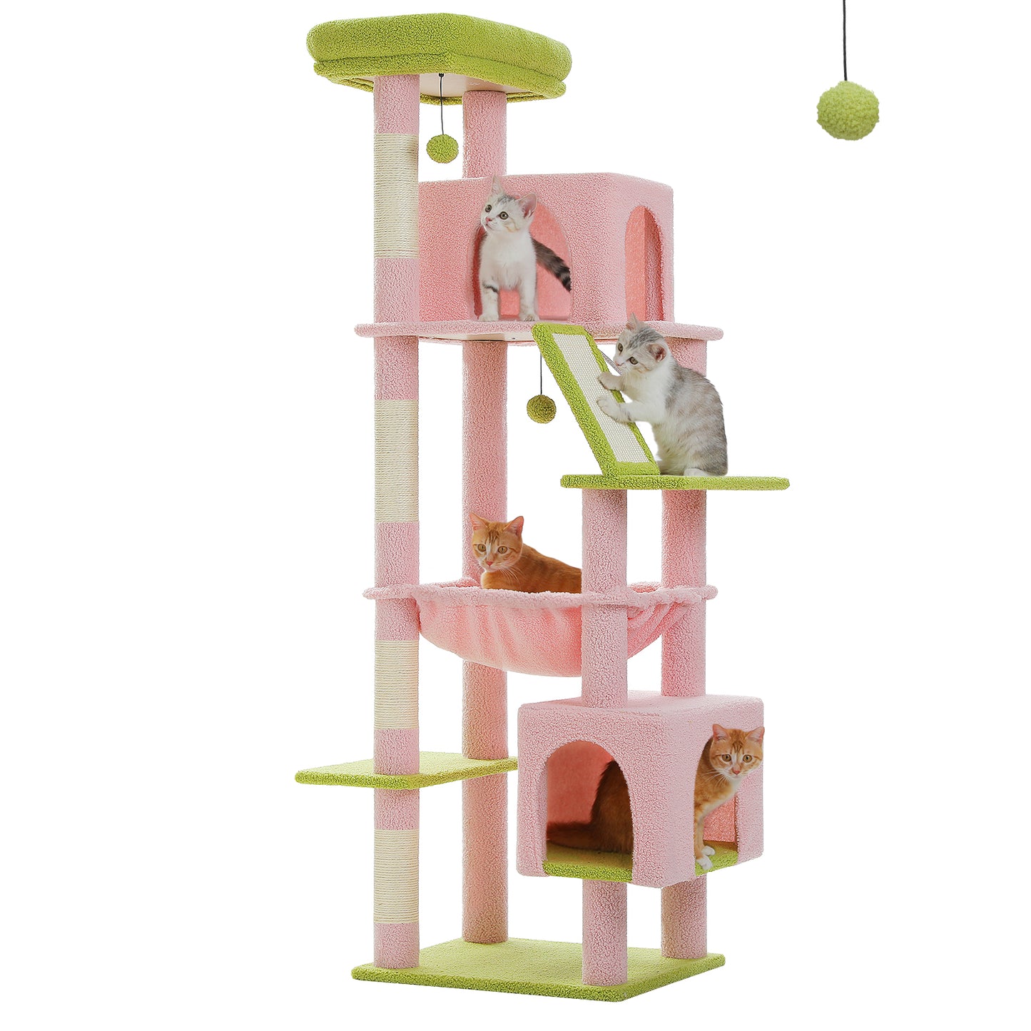 PAWZ Road Gro?er Kratzbaum f¨¹r gro?e Katzen | Stabiler Katzenturm mit XXL-H?ngematte | 4 Sisal-Kratzs?ulen & 2 ger?umige Schlafh?user | Ideal f¨¹r Maine Coon Katzen | H?he 180 cm