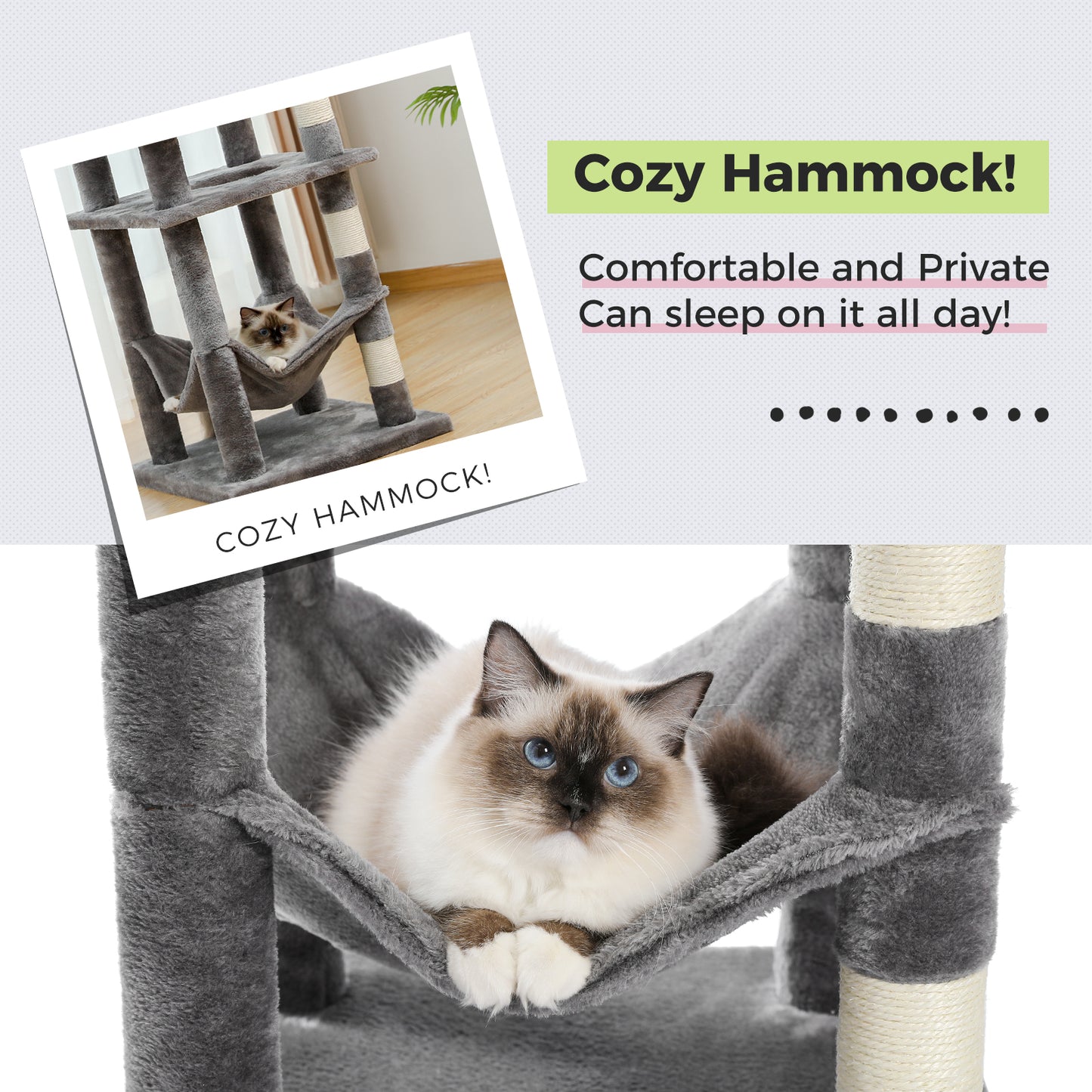 PAWZ Road Cat Tree 90cm - Scratching Post with Sisal & Hammock ✓ Robust Cactus Design ✓ Secure Stand (Anti-Tip) ✓ Incl. Play Ball