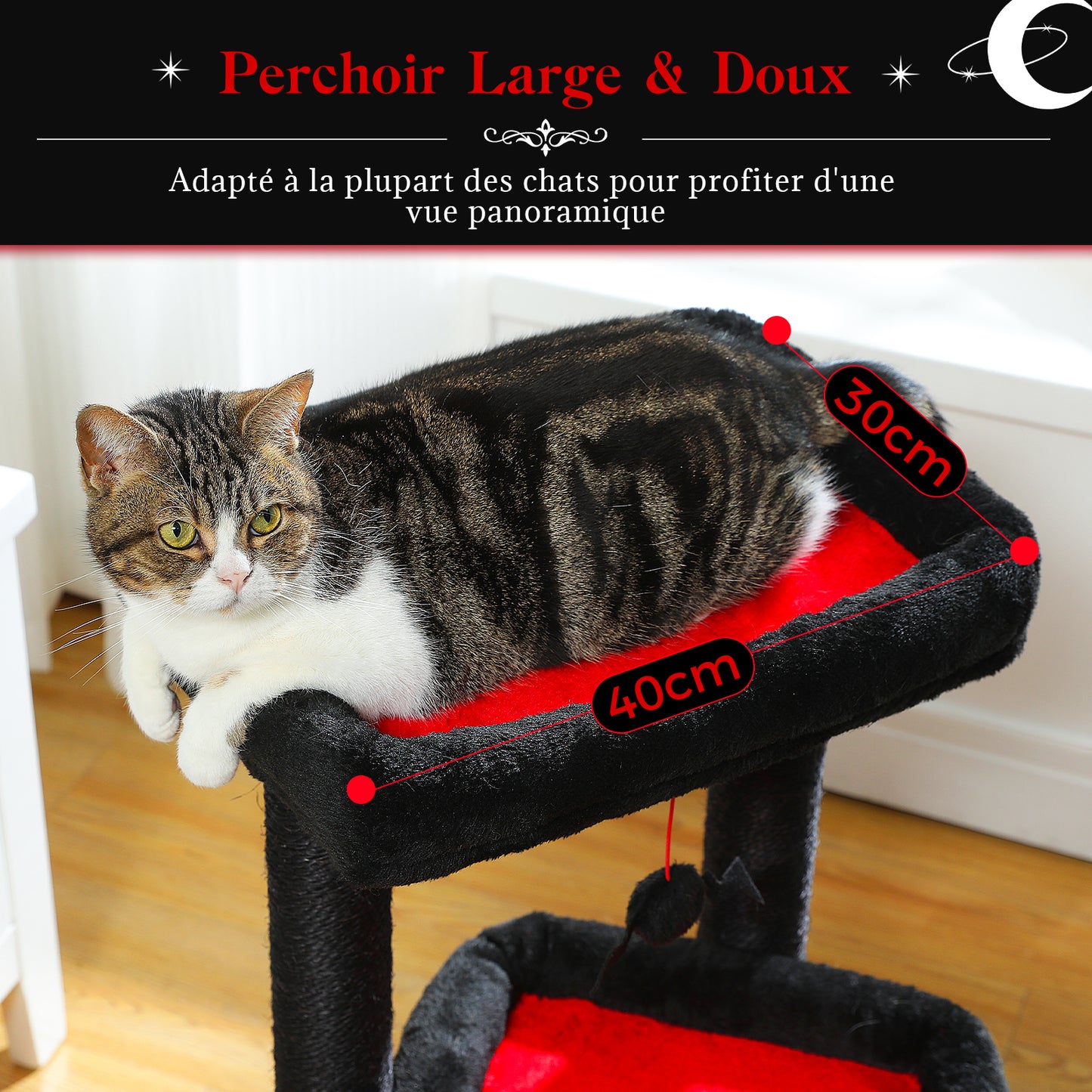 Tiragraffi moderno a più livelli | Altezza 60 cm (23,6 pollici) | Piattaforme in morbido peluche + robusti tiragraffi | Design salvaspazio | Per gattini e gatti adulti
