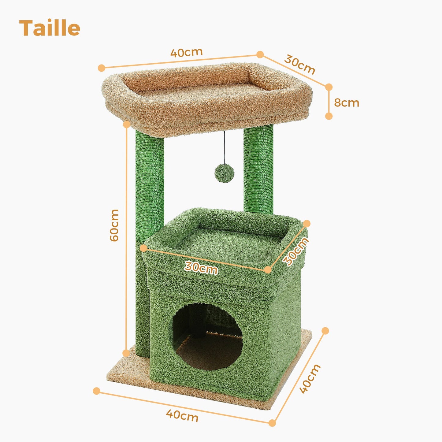 Arbre à gratter moderne à plusieurs niveaux | Hauteur 60 cm (23,6 pouces) | Plates-formes en peluche douce + poteaux robustes pour gratter | Design compact | Pour chatons et chats adultes