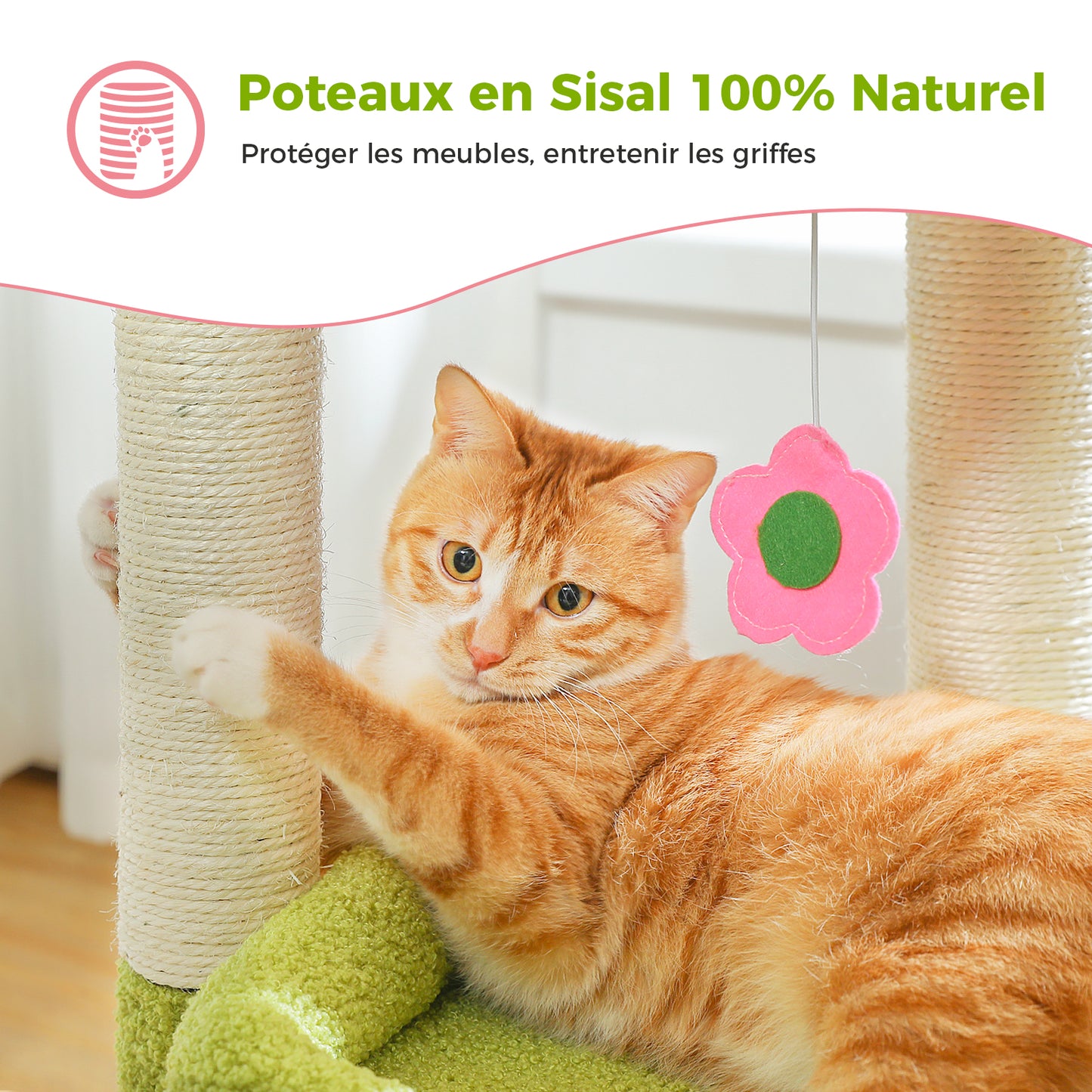 Tiragraffi moderno a più livelli | Altezza 60 cm (23,6 pollici) | Piattaforme in morbido peluche + robusti tiragraffi | Design salvaspazio | Per gattini e gatti adulti