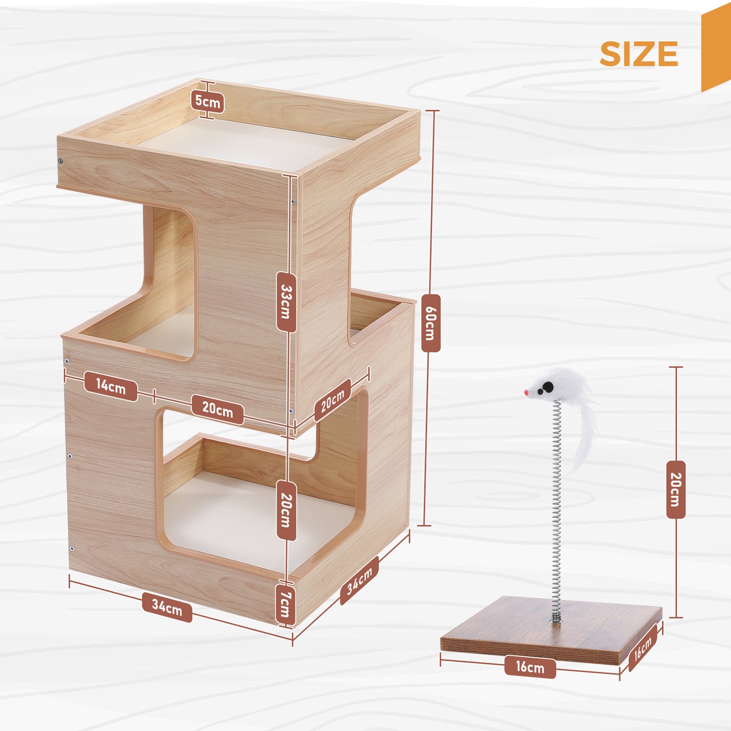 PAWZ Road Cat Villa | Padded resting areas | Modern multi-level cat home | With scratching post, sisal mat & play balls | Ideal for indoor cats