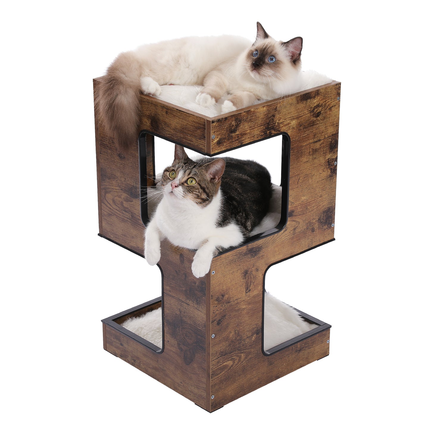 PAWZ Road Cat Villa | Padded resting areas | Modern multi-level cat home | With scratching post, sisal mat & play balls | Ideal for indoor cats