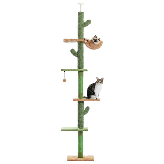 PAWZ Road Kaktus-Katzenkratzbaum | H?henverstellbar (241-274 cm) | Mit Sisal-Kratzs?ulen | Ideal f¨¹r Gro?katzen