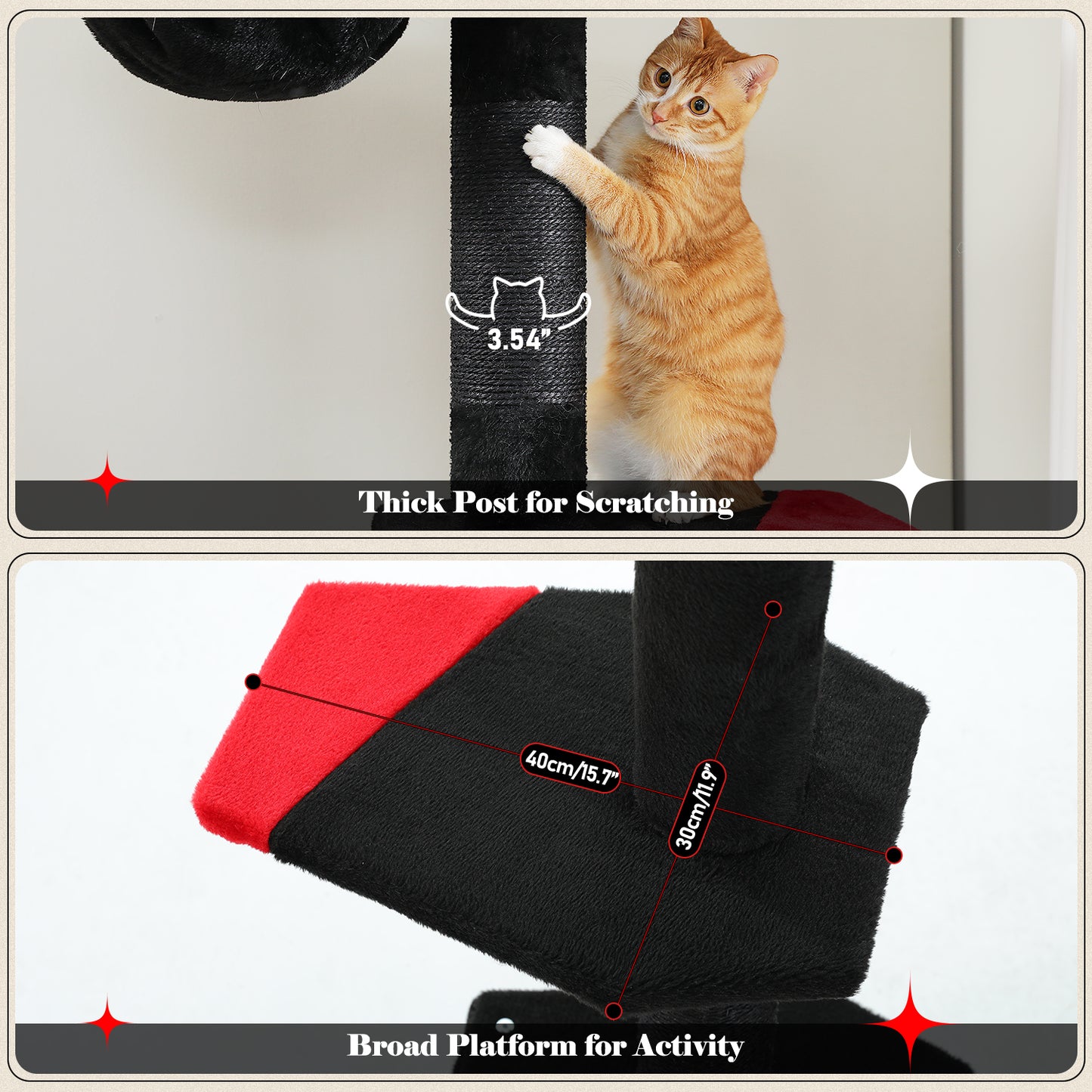 PAWZ Road Kaktus-Katzenkratzbaum | Deckenstütz-System | Höhenverstellbar (241-274 cm) | Mit Sisal-Kratzsäulen | Ideal für Großkatzen