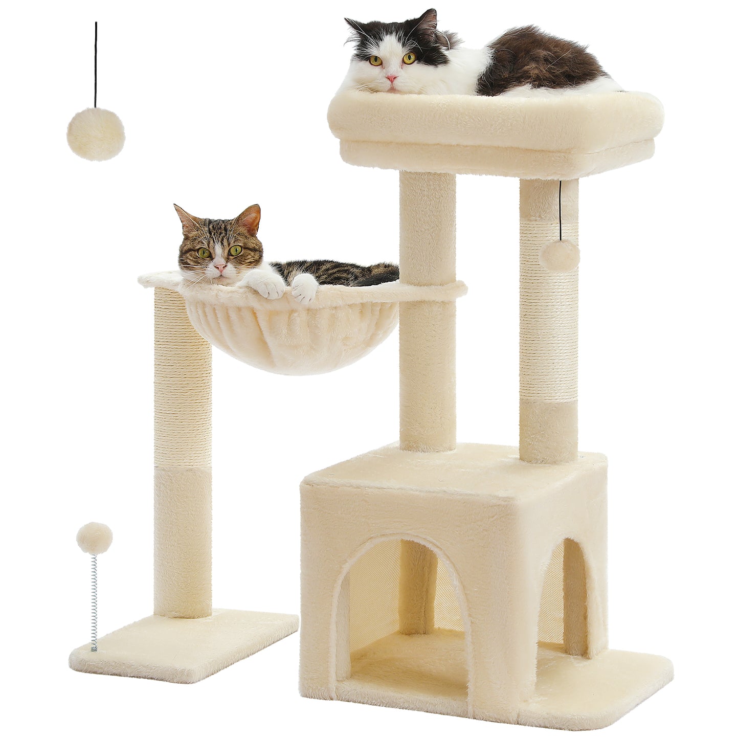 PAWZ Road – Paradiso di arrampicata multilivello per gatti | 106 cm | Robusti tiragraffi in sisal | Piattaforme stabili a più livelli