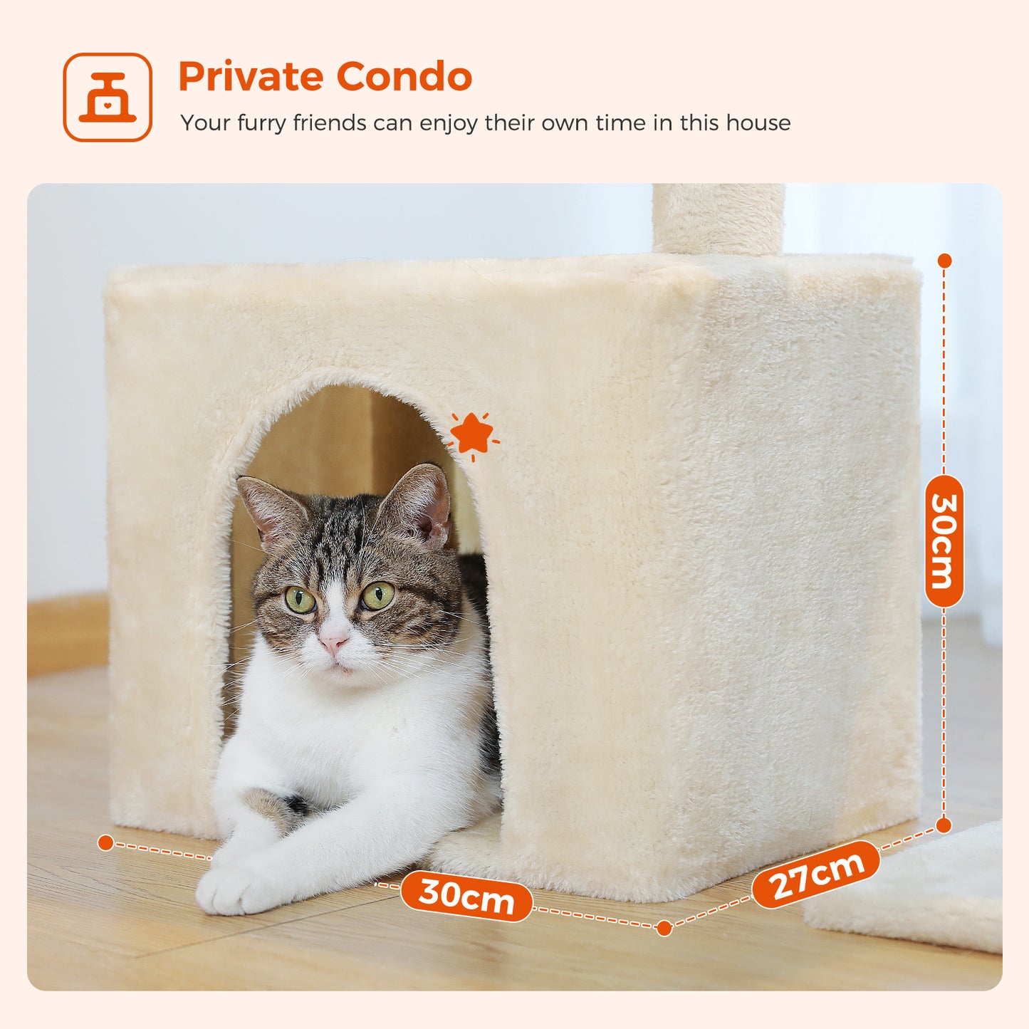 PAWZ Road Premium Cat Tree Paradise Tower | 106 cm | Cuddle Cave | Robust Sisal Scratching Posts