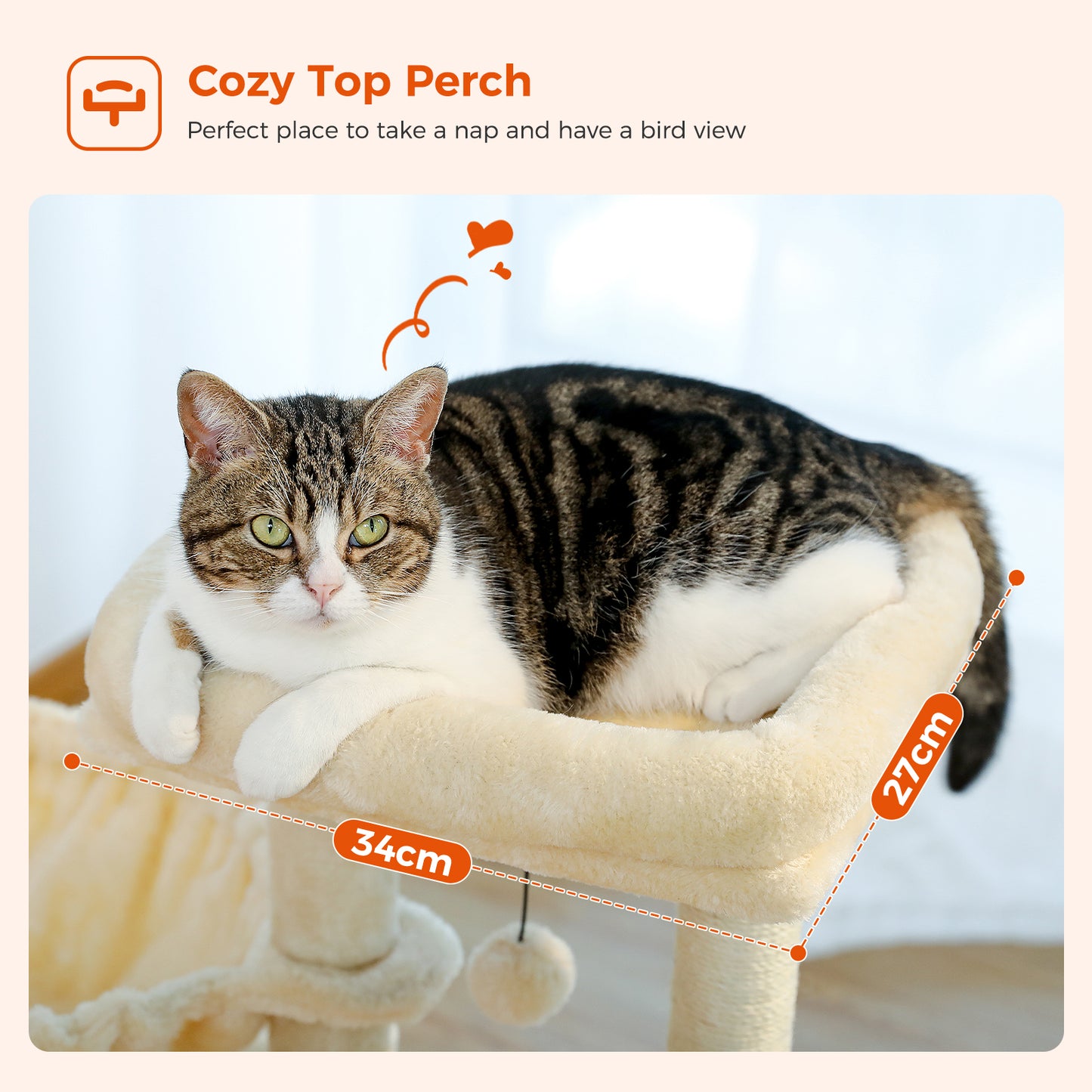 PAWZ Road Premium Cat Tree Paradise Tower | 106 cm | Cuddle Cave | Robust Sisal Scratching Posts