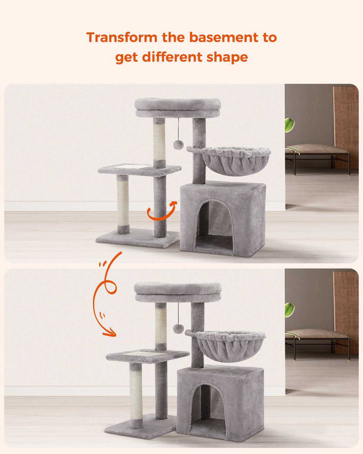 PAWZ Road Premium Cat Tree Paradise Tower | 106 cm | Cuddle Cave | Robust Sisal Scratching Posts