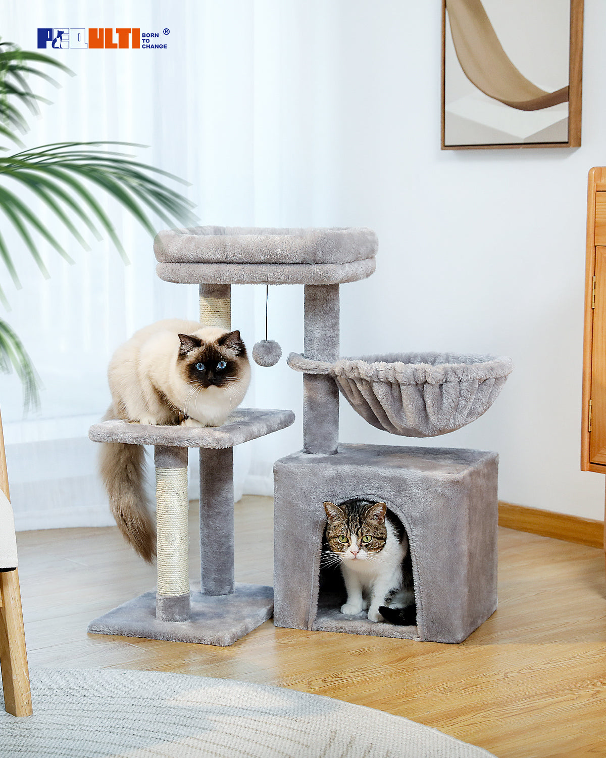 PAWZ Road Premium Cat Tree Paradise Tower | 106 cm | Cuddle Cave | Robust Sisal Scratching Posts