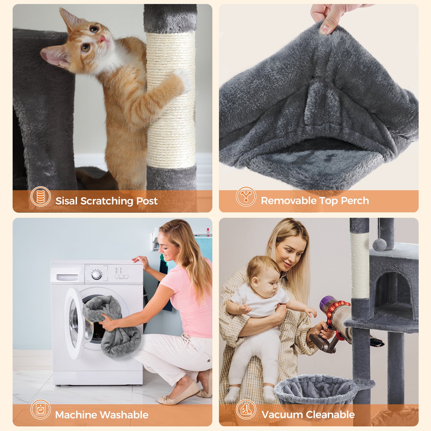 Torre per gatti PAWZ Road Premium da 180 cm | Per gatti di grandi dimensioni da interno