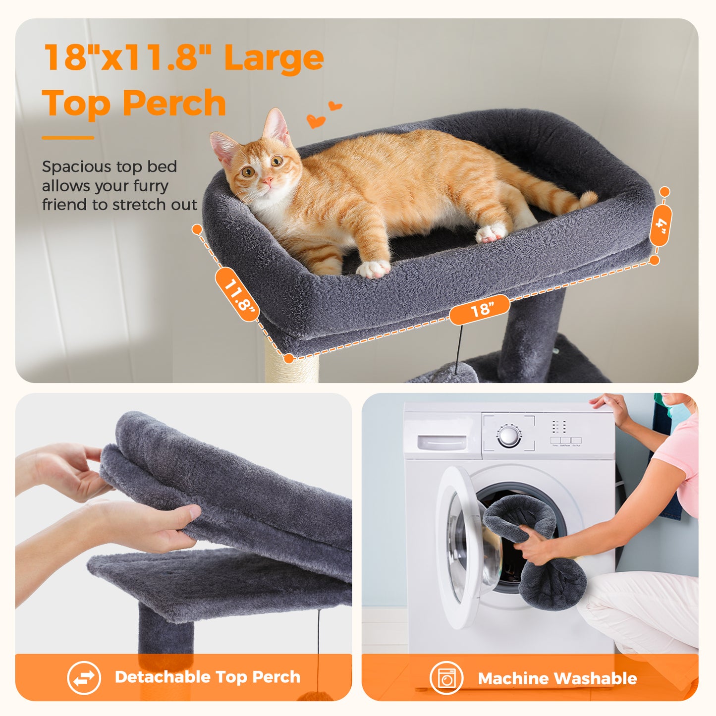 Tiragraffi PAWZ Road Grande per Gatti di Taglia Grande | Torre per Gatti Robusta con Amaca XXL | 4 Tiragraffi in Sisal e 2 Spaziose Casette | Ideale per Gatti Maine Coon | Altezza 180 cm