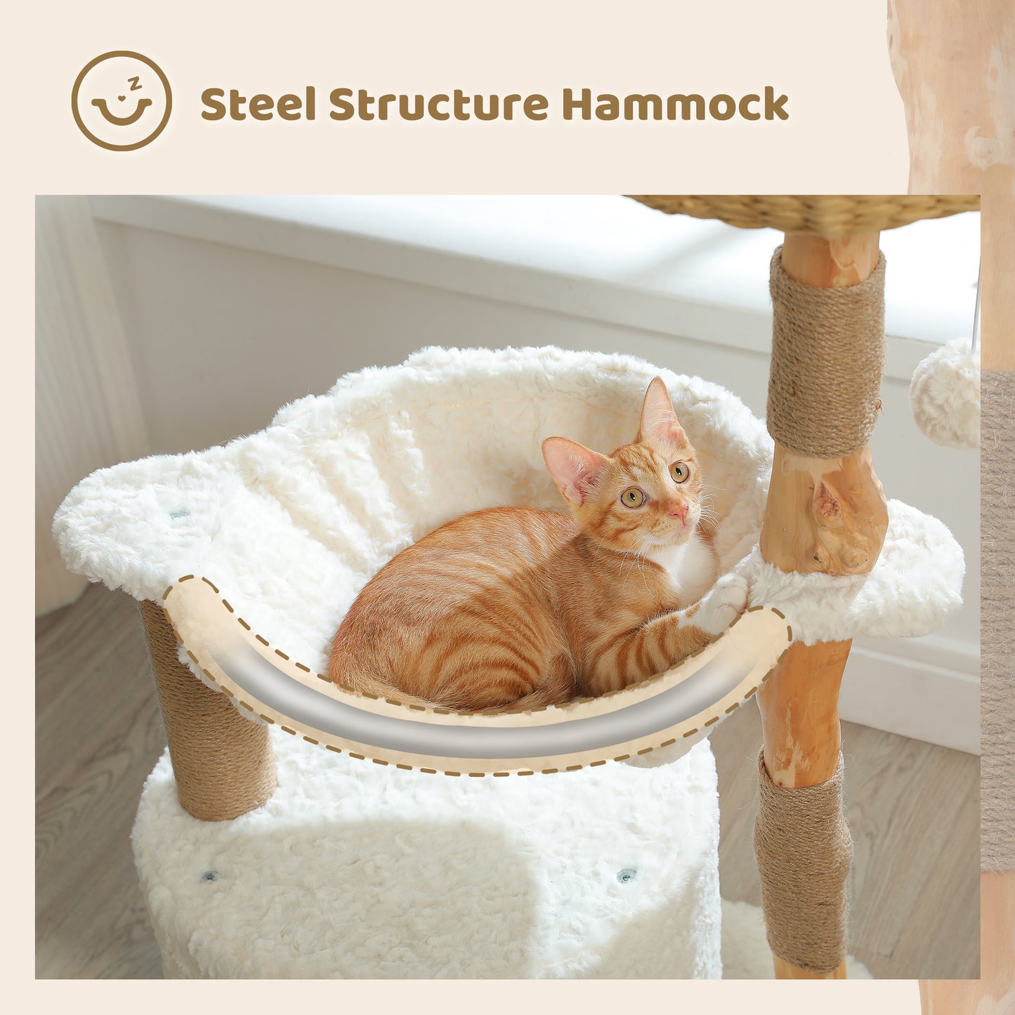 PAWZ Road Rascador Moderno | Torre para Gatos de 100 cm de Madera Maciza | Diseño Minimalista Blanco | Con Poste de Rascado de Sisal