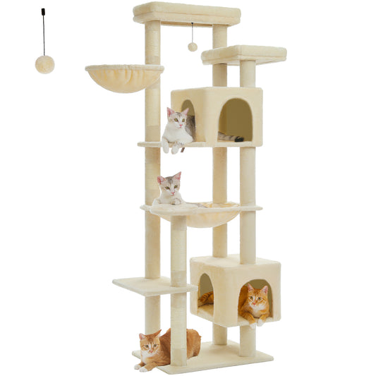 PAWZ Road XXL-Rascador 175 cm para gatos de apartamento | Con gran hamaca | Torre para gatos adultos | Incl. poste rascador, casa de dormir y plataforma de observación