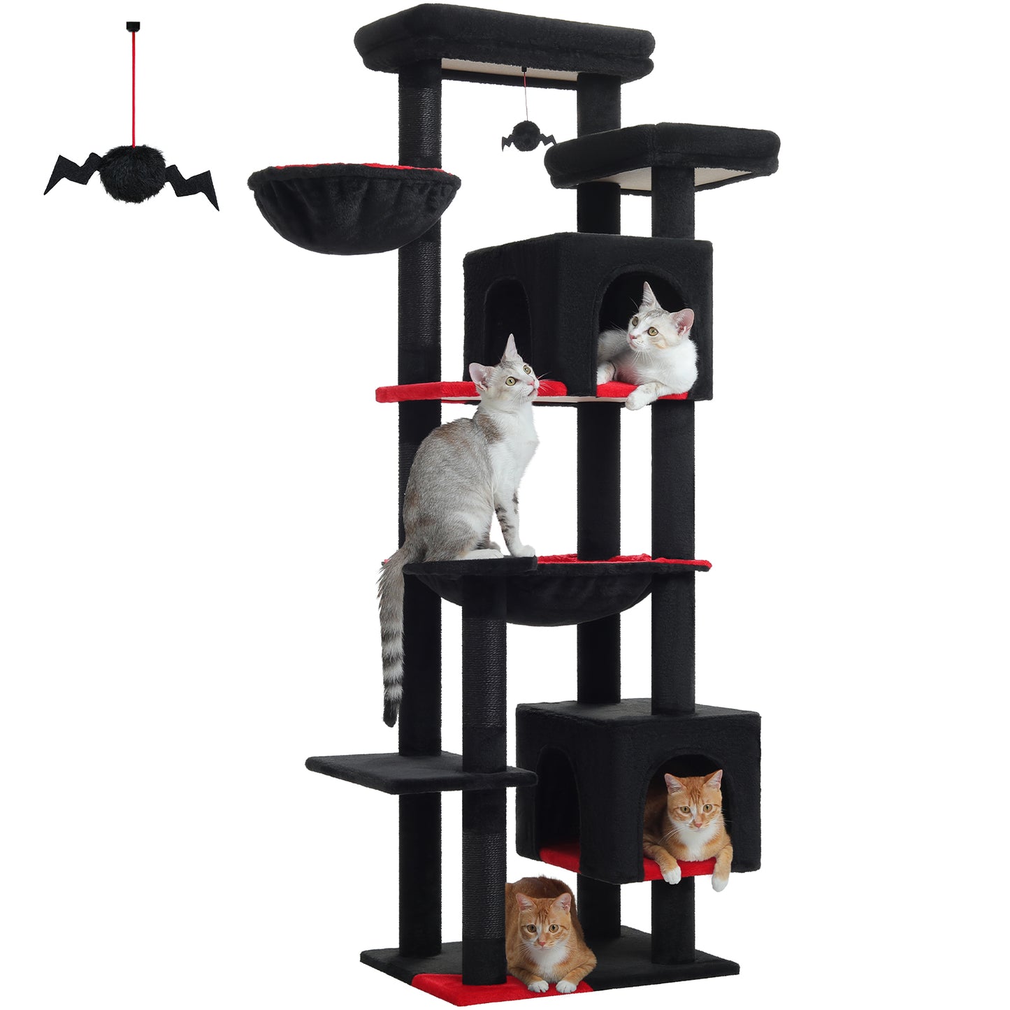 PAWZ Road XXL-Rascador 175 cm para gatos de apartamento | Con gran hamaca | Torre para gatos adultos | Incl. poste rascador, casa de dormir y plataforma de observación