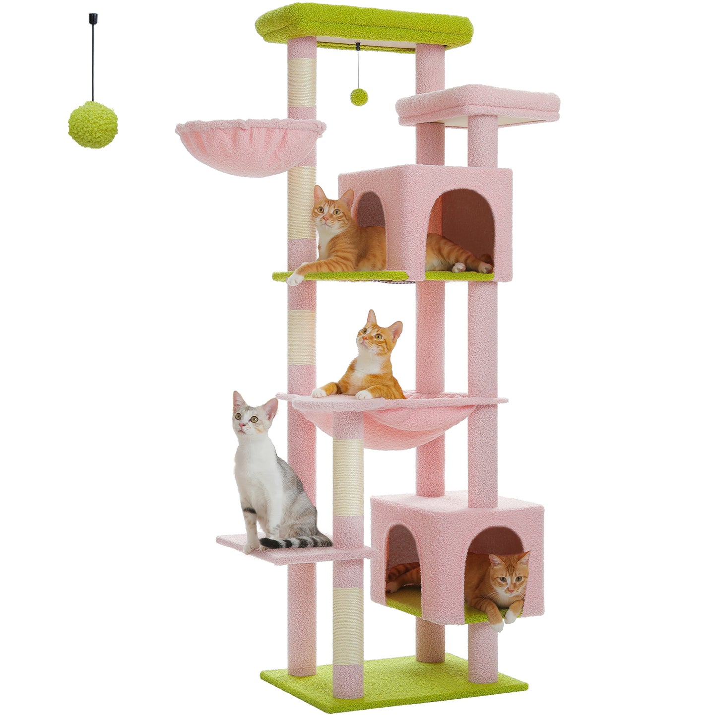 PAWZ Road XXL-Rascador 175 cm para gatos de apartamento | Con gran hamaca | Torre para gatos adultos | Incl. poste rascador, casa de dormir y plataforma de observación