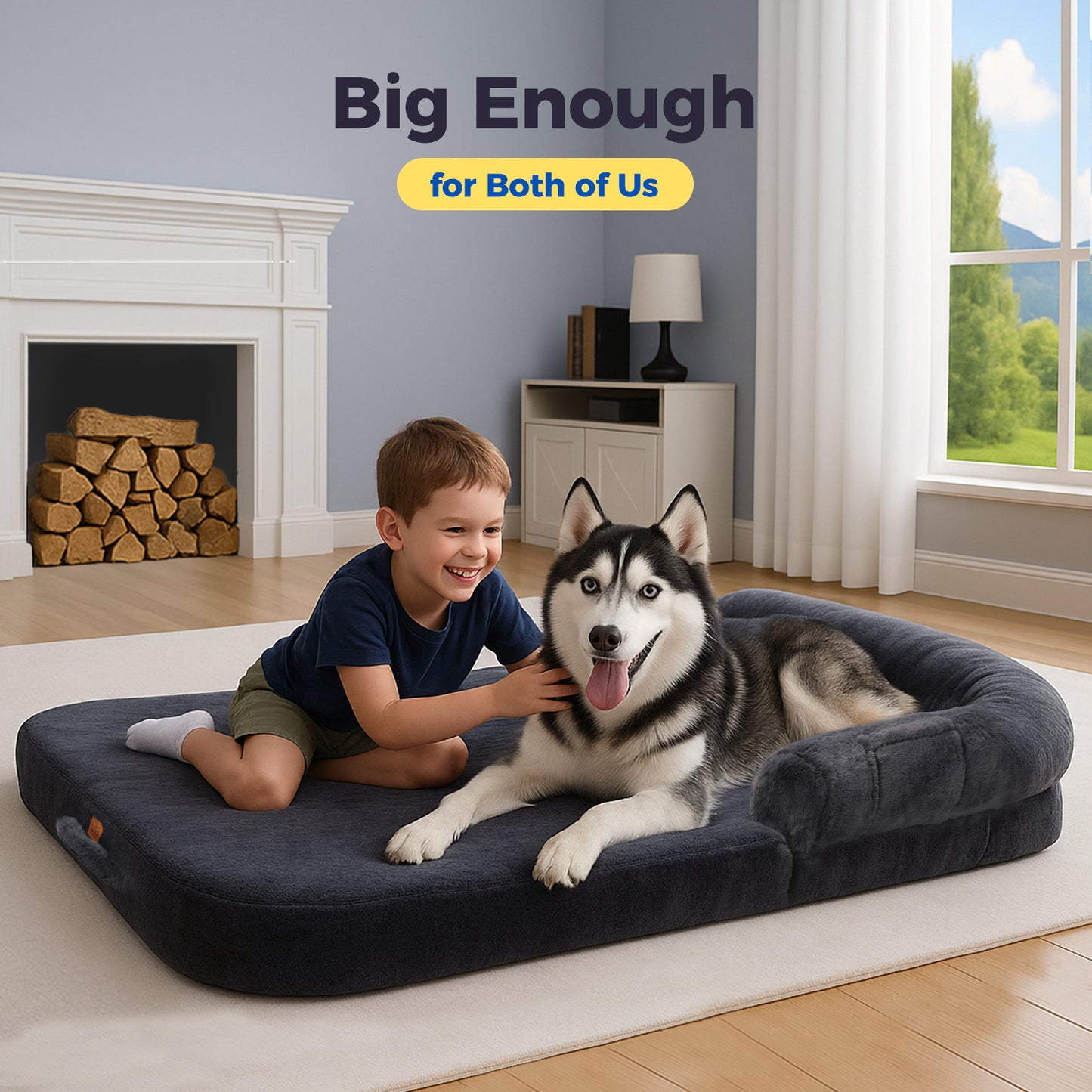 PAWZ Road faltbares Kinder- & Hundebett | Umwandelbar in Hundesofa | Waschbarer Bezug | Orthopädische Memory Foam-Matte | Wasserdichter Schaumstoff