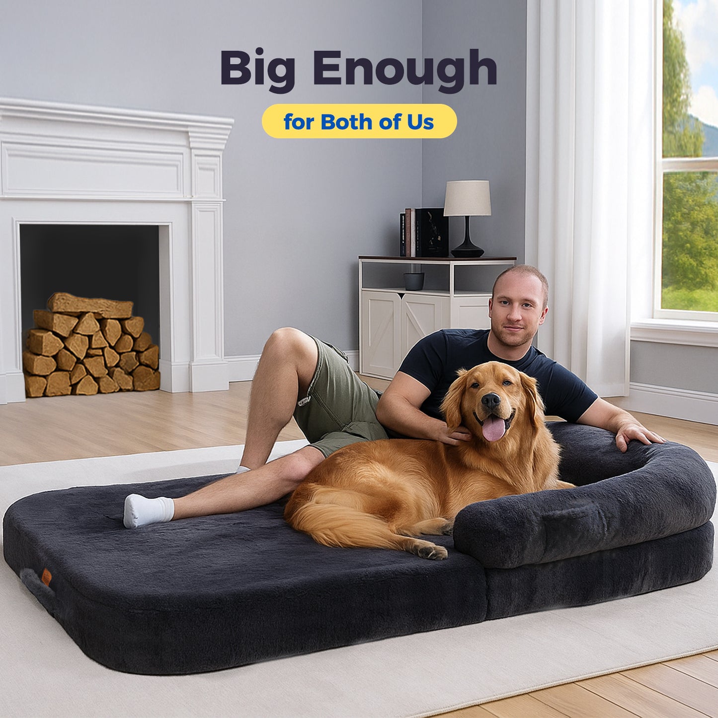 PAWZ Road faltbares Kinder- & Hundebett | Umwandelbar in Hundesofa | Waschbarer Bezug | Orthopädische Memory Foam-Matte | Wasserdichter Schaumstoff