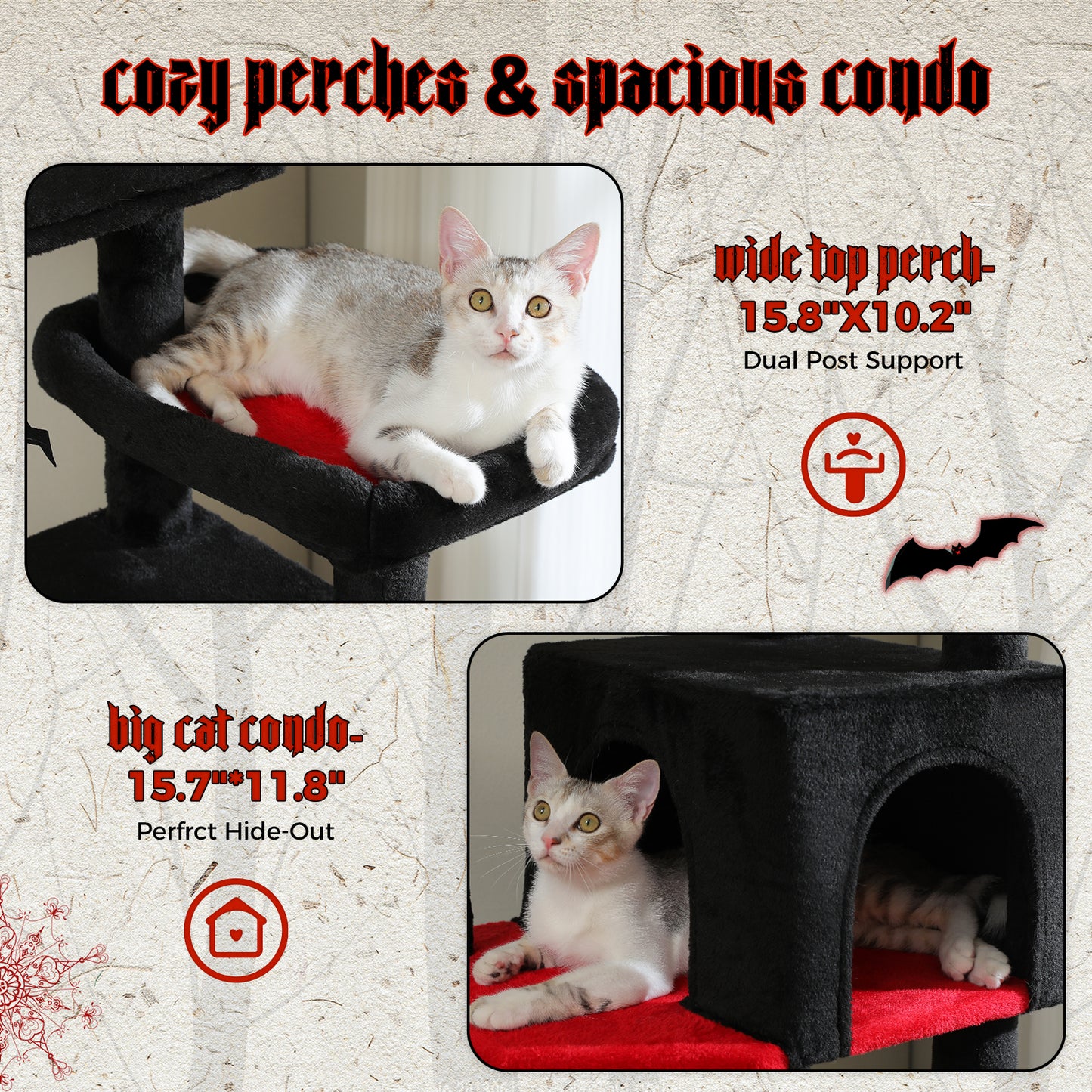 PAWZ Road XXL-Rascador 175 cm para gatos de apartamento | Con gran hamaca | Torre para gatos adultos | Incl. poste rascador, casa de dormir y plataforma de observación