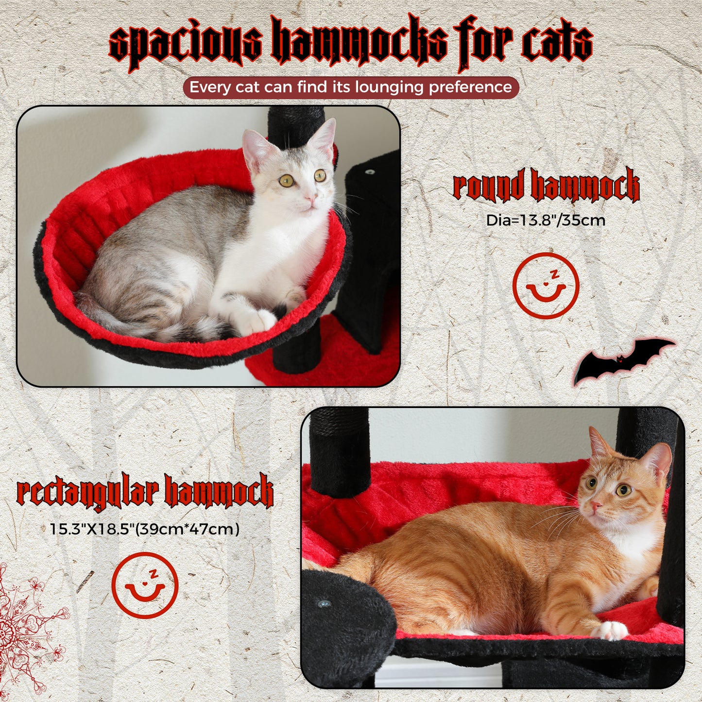 PAWZ Road XXL-Rascador 175 cm para gatos de apartamento | Con gran hamaca | Torre para gatos adultos | Incl. poste rascador, casa de dormir y plataforma de observación