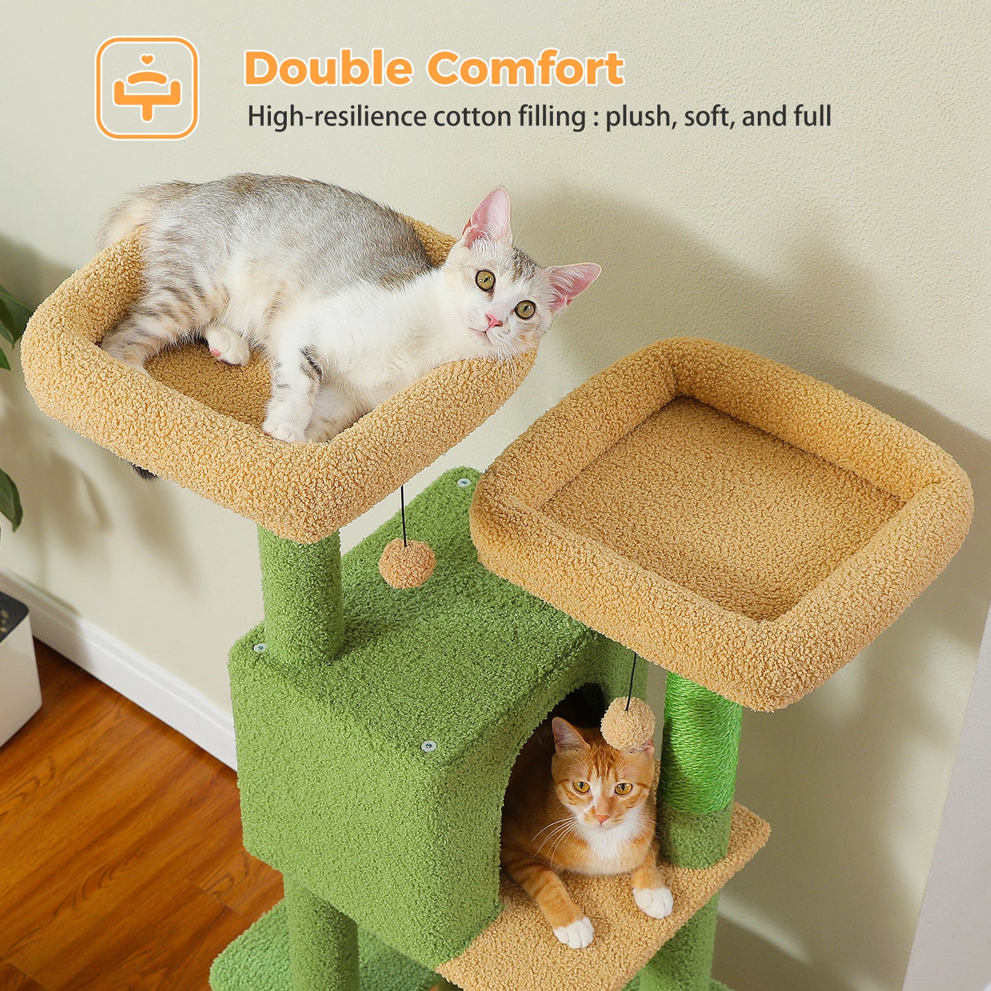 PAWZ Road XXL-Rascador | Torre para gatos de 180 cm para apartamentos | Con columnas para rascar, casa para dormir y plataforma de observación de varios niveles