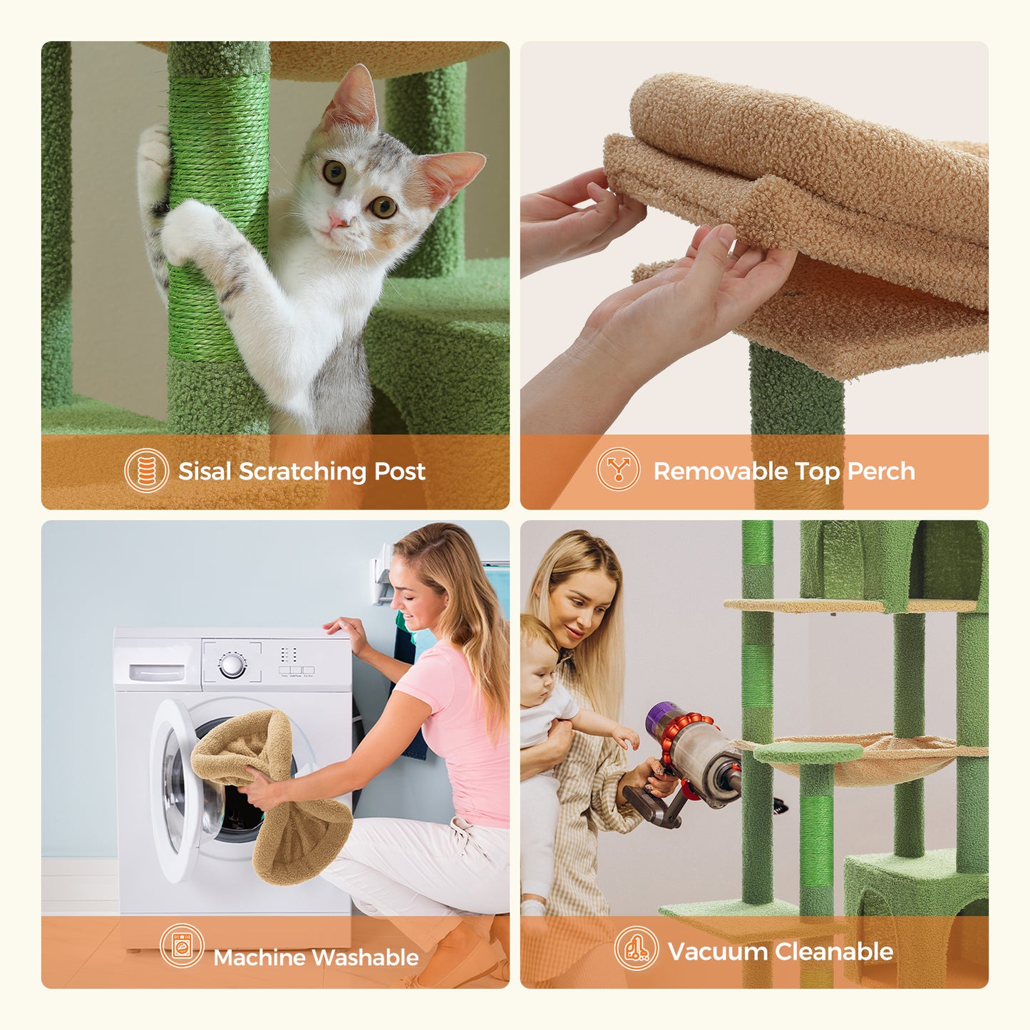 PAWZ Road XXL-Rascador 175 cm para gatos de apartamento | Con gran hamaca | Torre para gatos adultos | Incl. poste rascador, casa de dormir y plataforma de observación