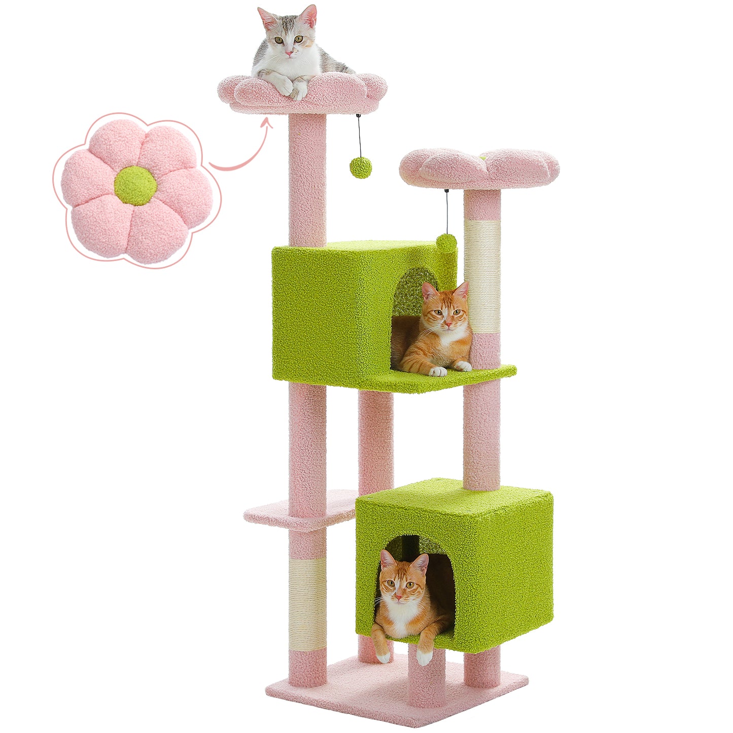 PAWZ Road XXL-Rascador | Torre para gatos de 180 cm para apartamentos | Con columnas para rascar, casa para dormir y plataforma de observación de varios niveles