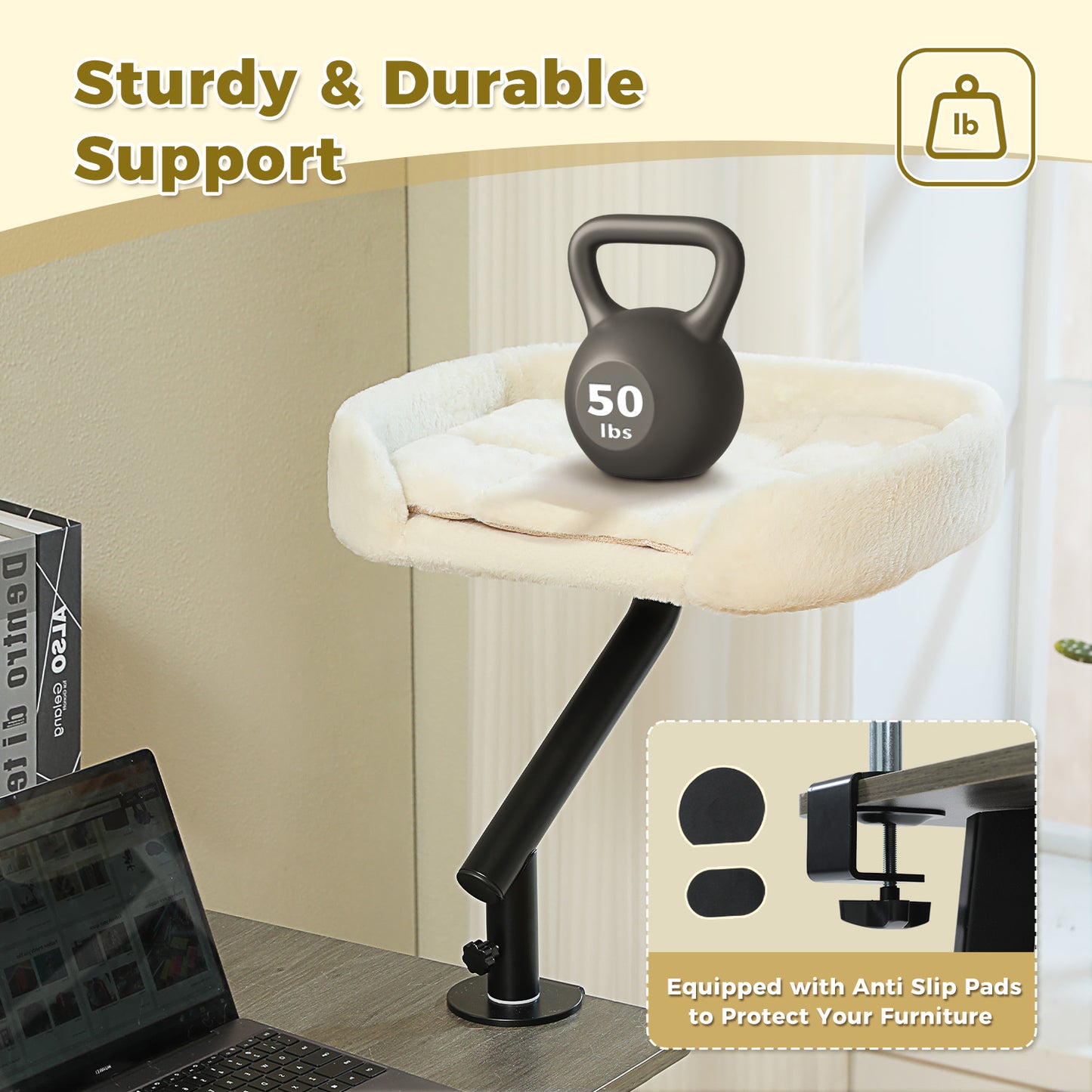 Cuccia per gatti PAWZ Road Desk | Supporta fino a 23 kg | Ruotabile a 360° e regolabile in altezza | Amaca da tavolo per gatti con funzione nido