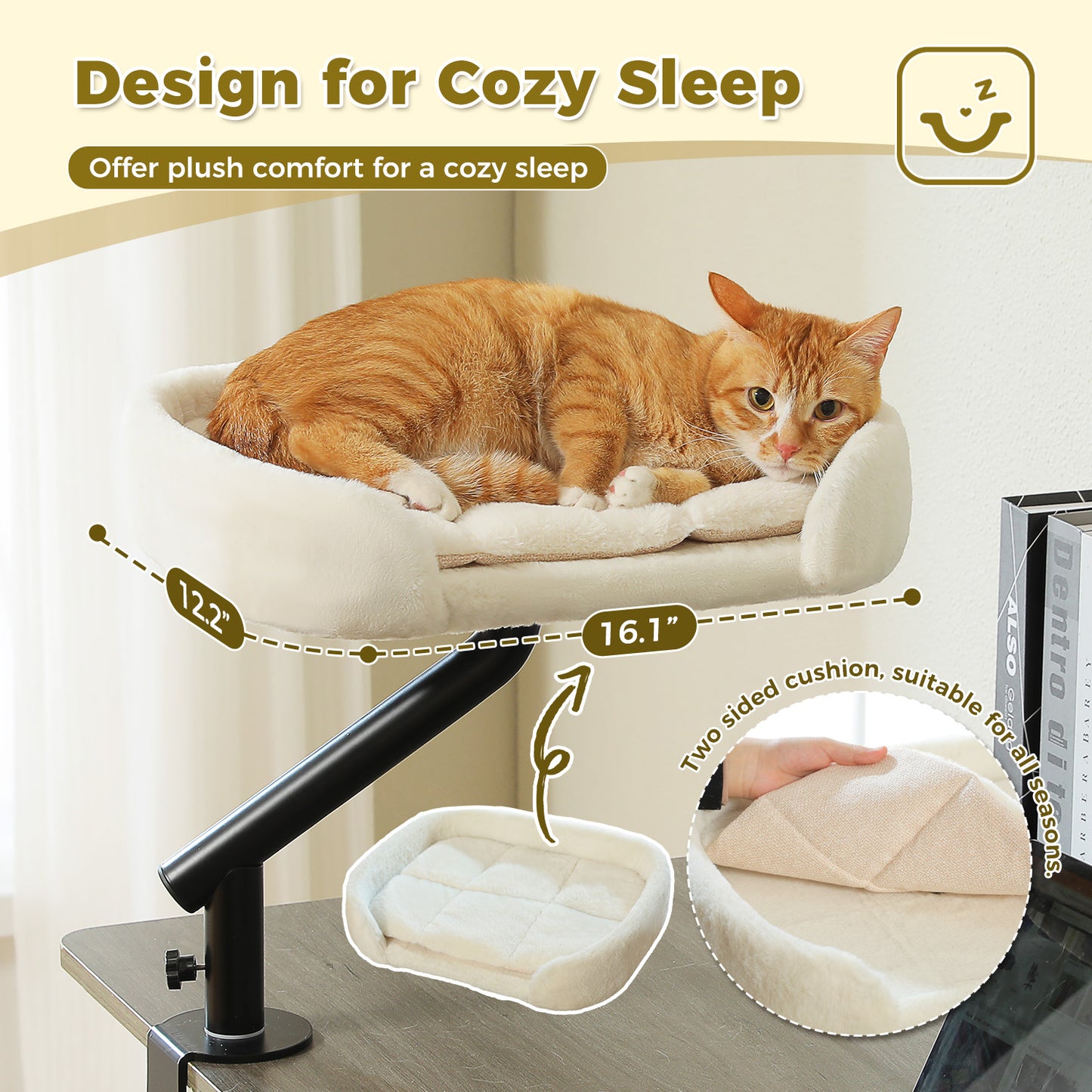 Cuccia per gatti PAWZ Road Desk | Supporta fino a 23 kg | Ruotabile a 360° e regolabile in altezza | Amaca da tavolo per gatti con funzione nido