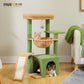 PAWZ Road Indoor-Katzenbaum | 90 cm grüner Kratzturm | mit geräumigem Schlafhaus | 1 Sisal-Ebene | 3 Kratzsäulen | XXL-Hängematte & Aussichtsplattform