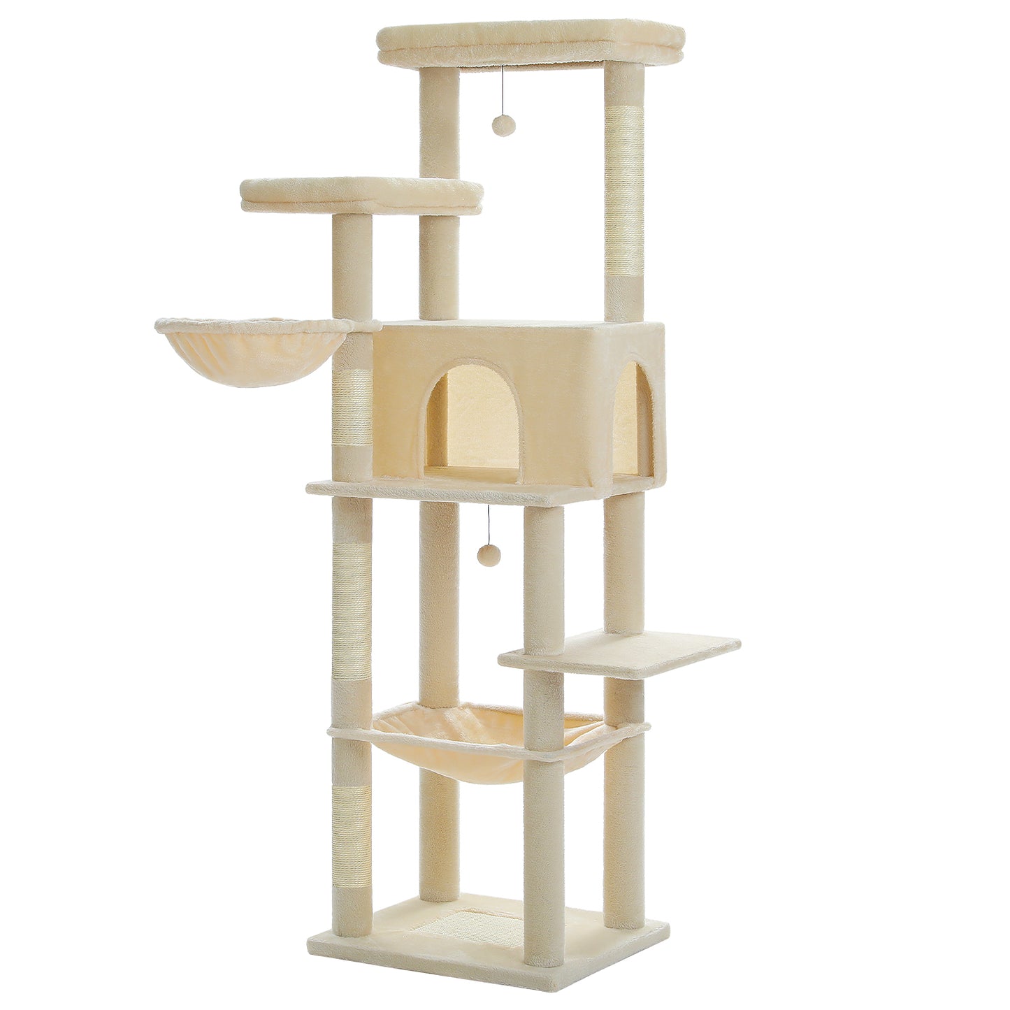 PAWZ Road Katzenturm | 73 Zoll | 1 Stange | 2 Hängematten | 8 Kratzbäume | XL Wohnung