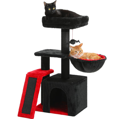PETEPELA Gothic Cat Tree for Indoor Cats – 80 cm Small Floral Scratching Tower with Sisal Scratching Ramp | Cozy Hammock &amp; Removable Floral Sleeping Platform for Kittens