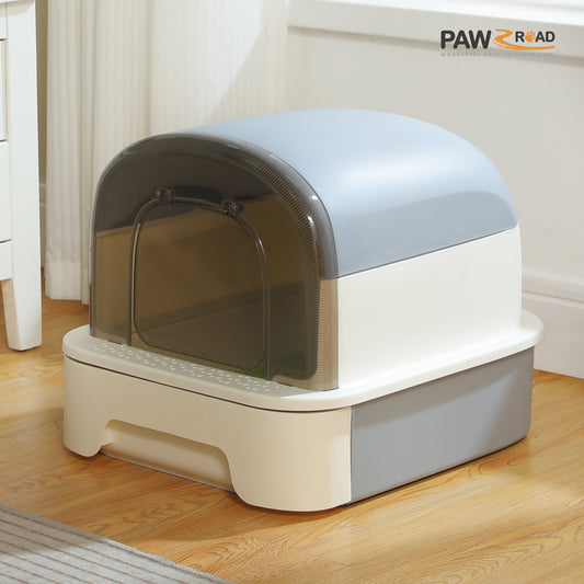 Pawz Road - Lettiera con cassetto | Ampio spazio di 50 cm | Lati rialzati per evitare la dispersione di rifiuti | Semi-chiusa per prevenire gli odori