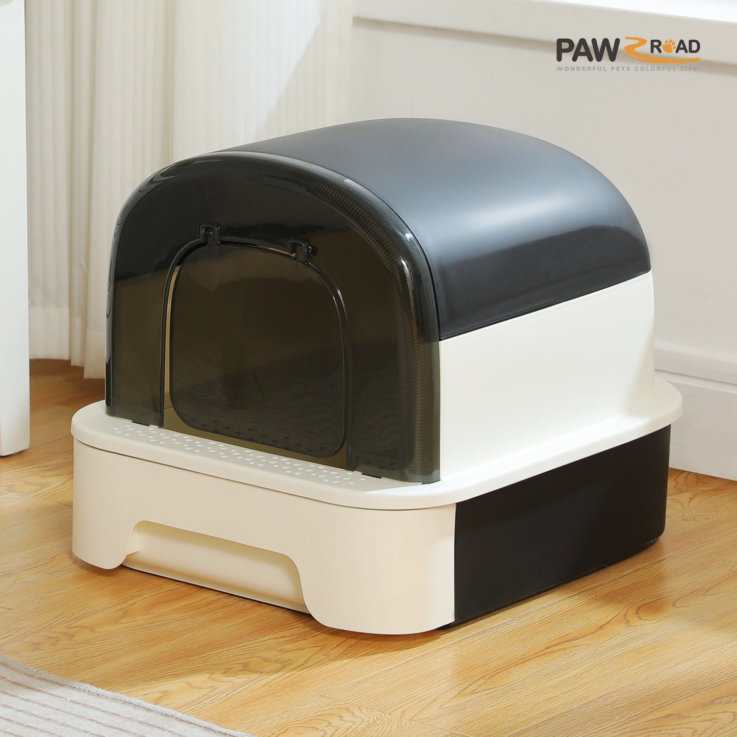 Pawz Road - Lettiera con cassetto | Ampio spazio di 50 cm | Lati rialzati per evitare la dispersione di rifiuti | Semi-chiusa per prevenire gli odori