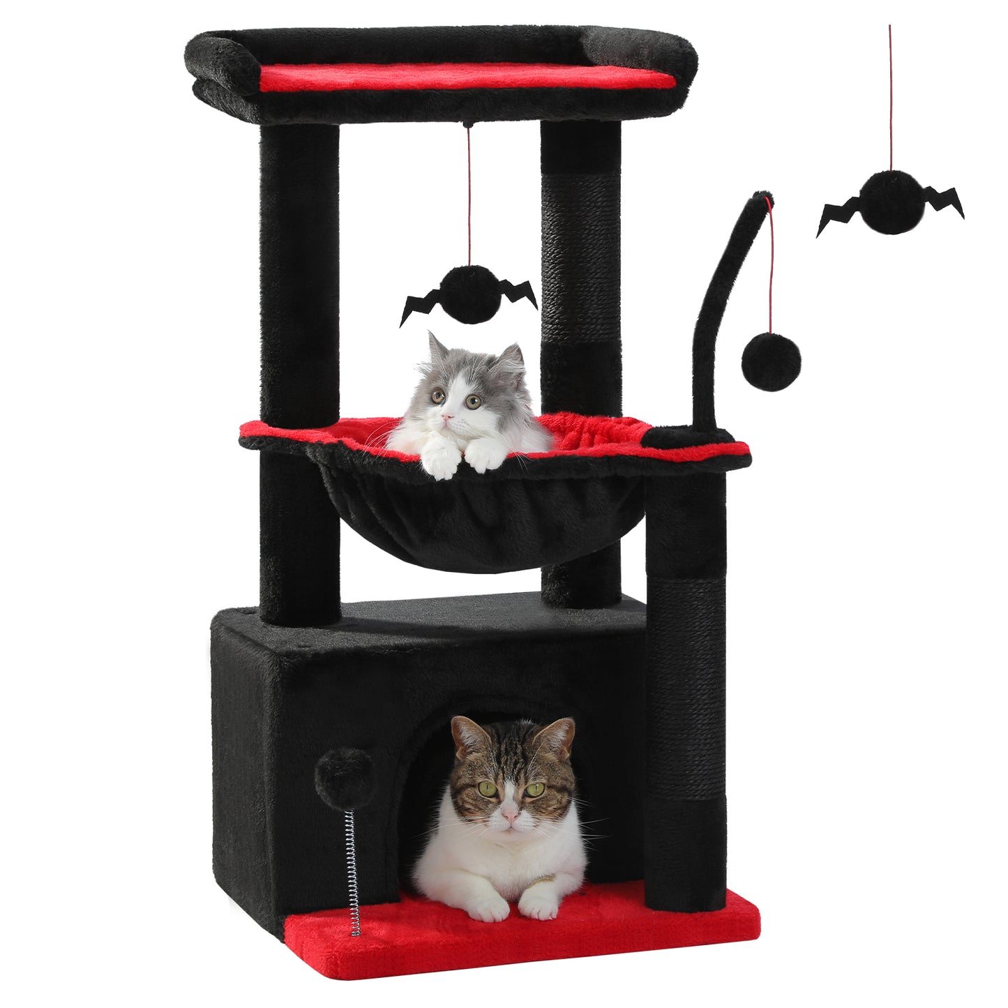 PEQULTI 4-in-1 Cactus Cat Tree | 84 cm Cat Tower | with XXL Sleeping House | Sisal Posts | Deep Hammock | Observation Deck