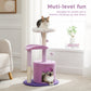 PAWZ Road Cat Tree – 81 cm purple flower cat tree | Sisal scratching posts | Cozy cat house | Cuddly platforms | Fluffy play balls