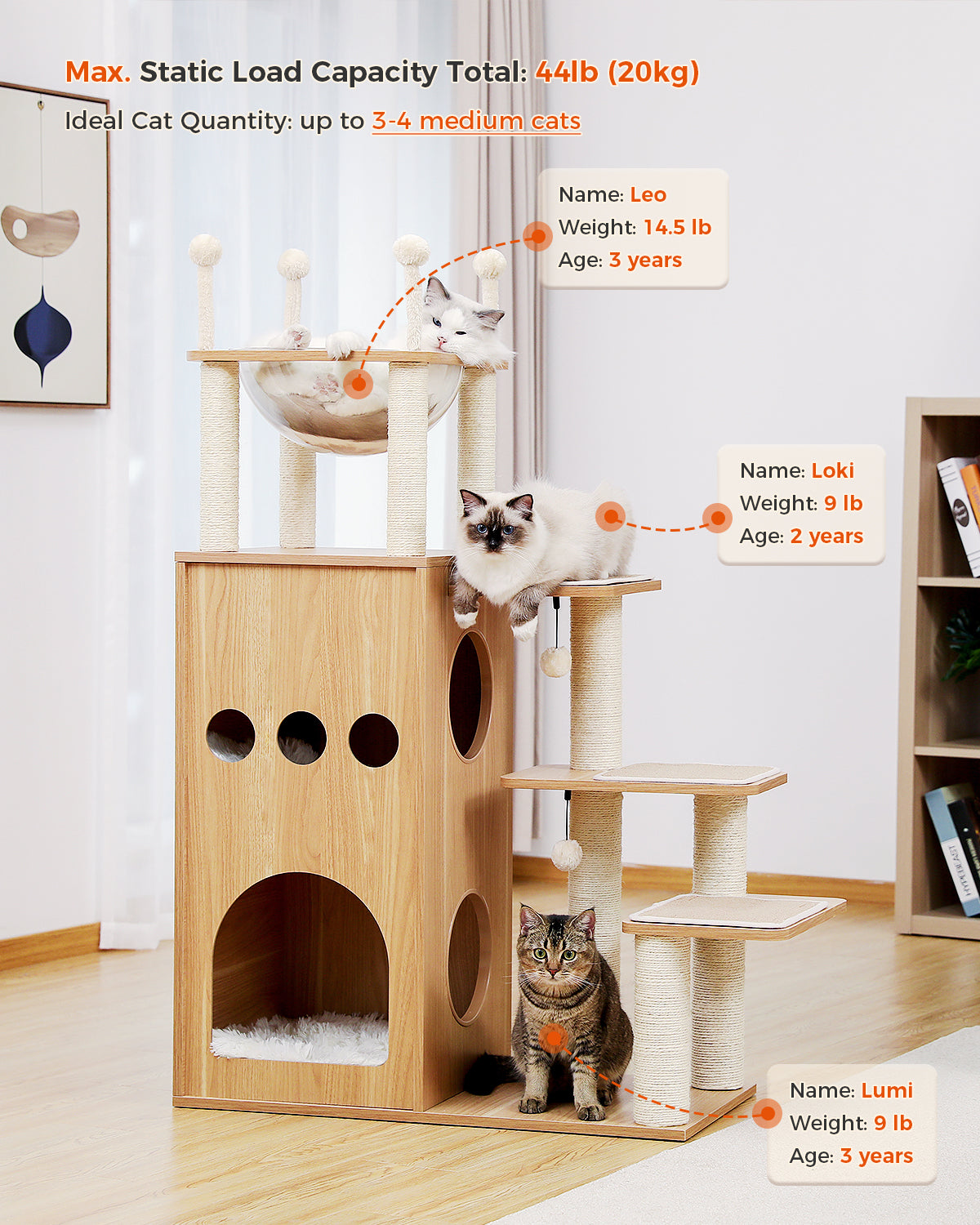 PAWZ Road Kratzbaum | Futuristische Acryl-Kapsel | Sisal-Umwicklung + 130cm Premium-Turm