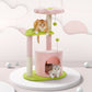 PAWZ Road Cat Tree – 81 cm purple flower cat tree | Sisal scratching posts | Cozy cat house | Cuddly platforms | Fluffy play balls