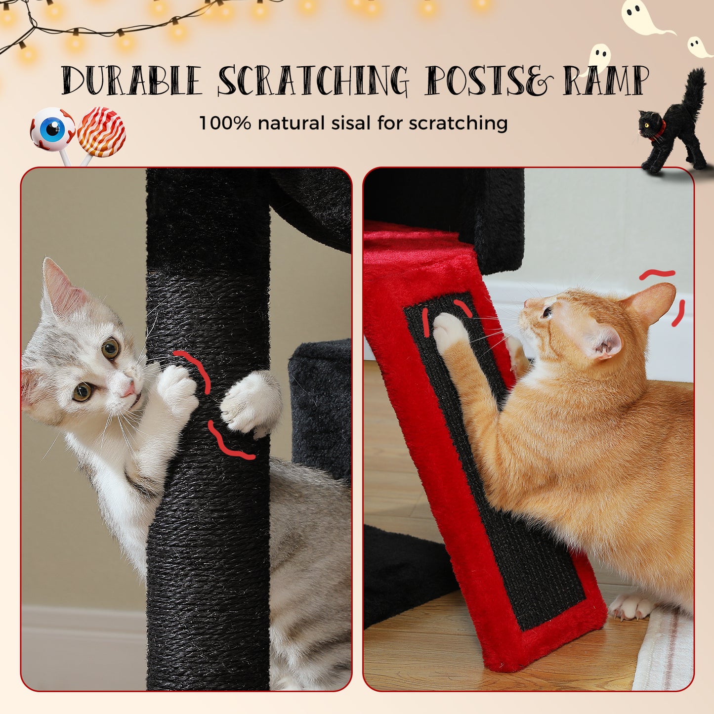 PAWZ Road Large Cat Tree | 104 cm Multi-Level Cat Tower | With 2 Spacious Sleeping Houses | Designed for Indoor Cats