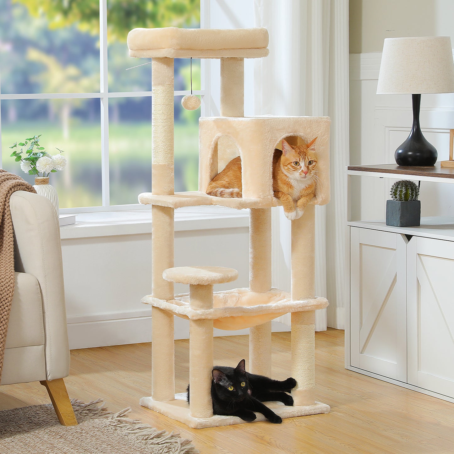 Anti-tip kit: PAWZ Road cat tree - metal hammock + multi-level platforms 50×43cm XXL base (for 2-3 cats)