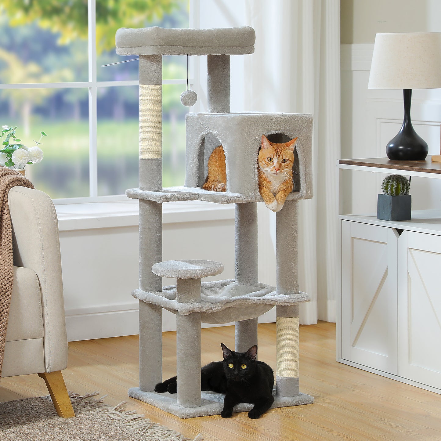Anti-tip kit: PAWZ Road cat tree - metal hammock + multi-level platforms 50×43cm XXL base (for 2-3 cats)