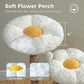 Modern flower cat tree | Luxurious boho cat tower made of solid wood | With real wooden branches, scratching post, and 2 platforms | Designed in Cloud White | Exclusively for indoor cats