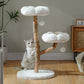 Modern flower cat tree | Luxurious boho cat tower made of solid wood | With real wooden branches, scratching post, and 2 platforms | Designed in Cloud White | Exclusively for indoor cats