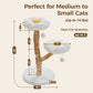 Modern flower cat tree | Luxurious boho cat tower made of solid wood | With real wooden branches, scratching post, and 2 platforms | Designed in Cloud White | Exclusively for indoor cats