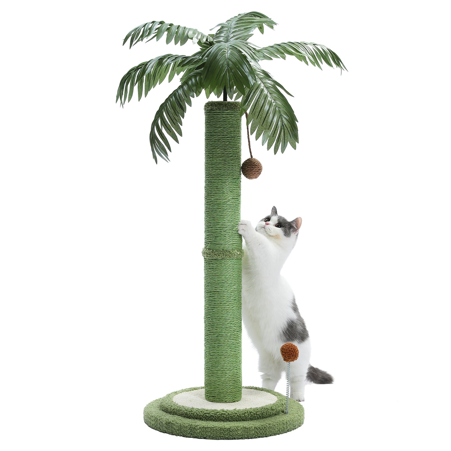 PAWZ Road Árbol para Gatos, 33 pulgadas (84 cm) de altura | Adecuado para gatos grandes | Con pelotas de juego interactivas | Poste rascador cubierto de 100% sisal