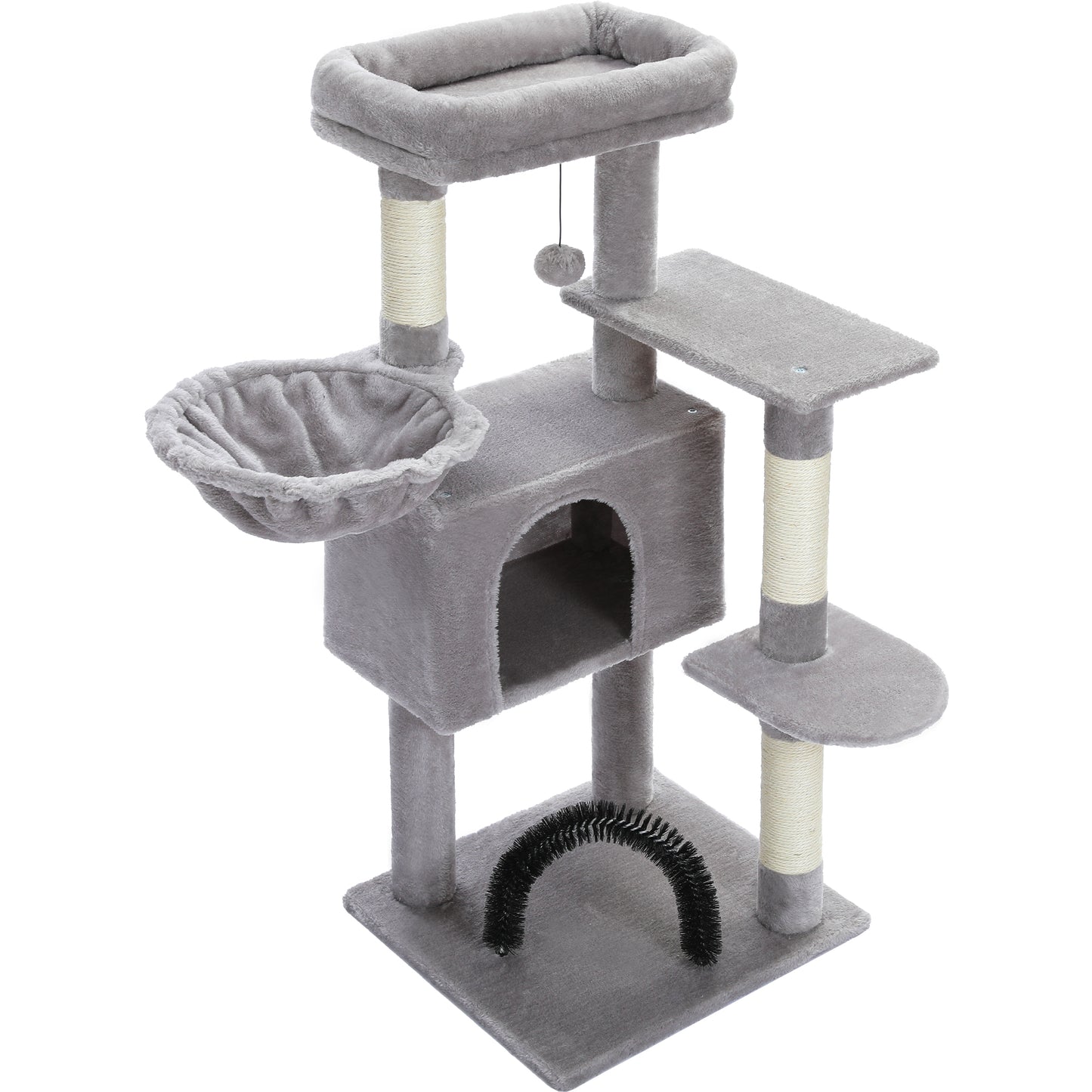 PAWZ Road 106 cm Arbre à chats avec maison de repos et perche à gratter en sisal